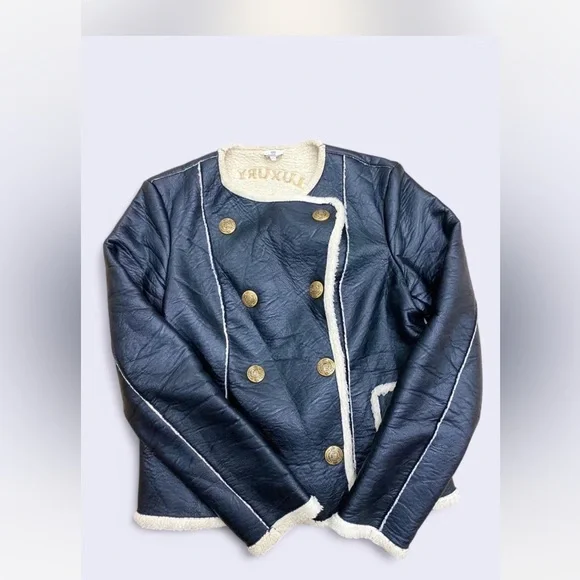 Luxurious GIL SANTUCCI studs faux shearling jacket M ptp 18.5 - Picture 2 of 10